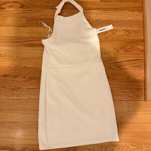 White halter top low back dress